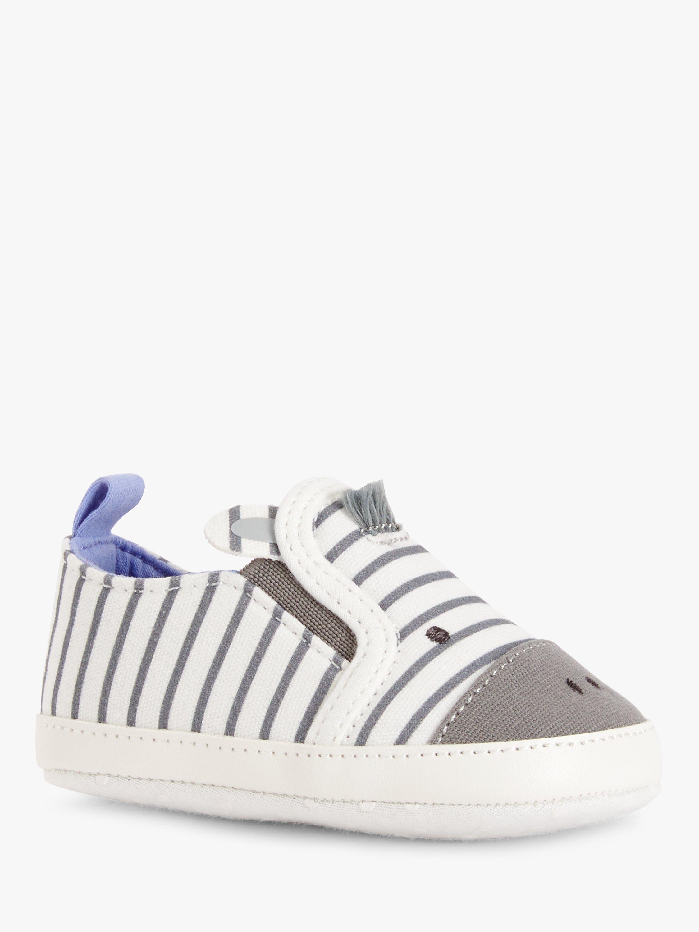 John Lewis Baby Zebra Slip-On Shoes, Blue