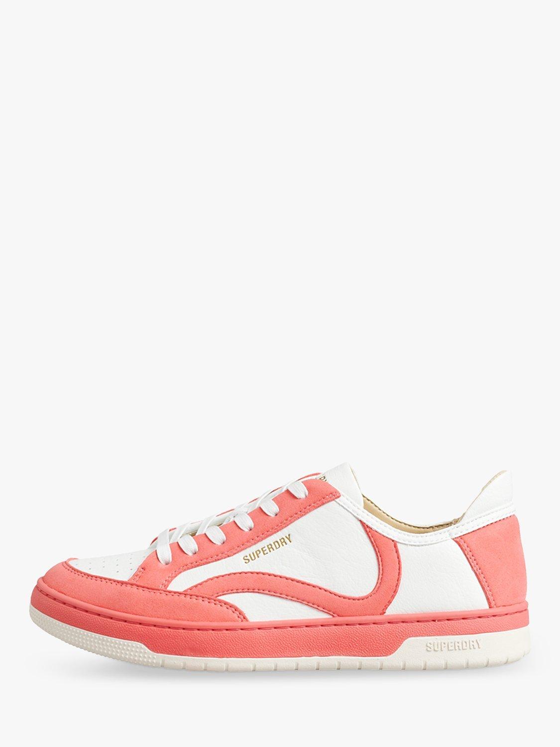 Superdry Vegan Vintage Basketball Low Top Trainers, White/Coral