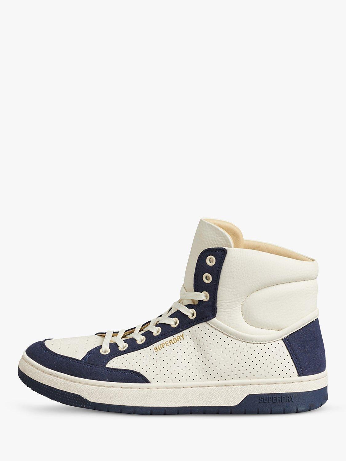 Superdry Vintage Premium Vegan Basketball High Top Trainers, Off White/Navy