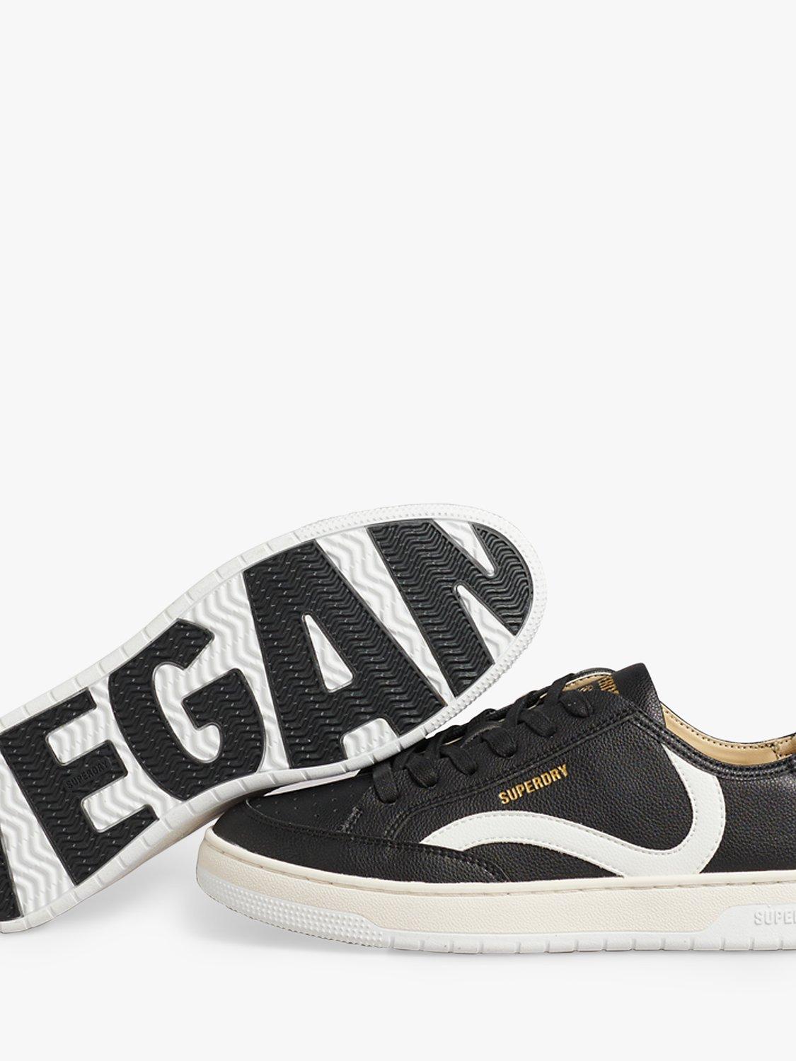 Superdry Vegan Vintage Basketball Low Top Trainers, Black/White