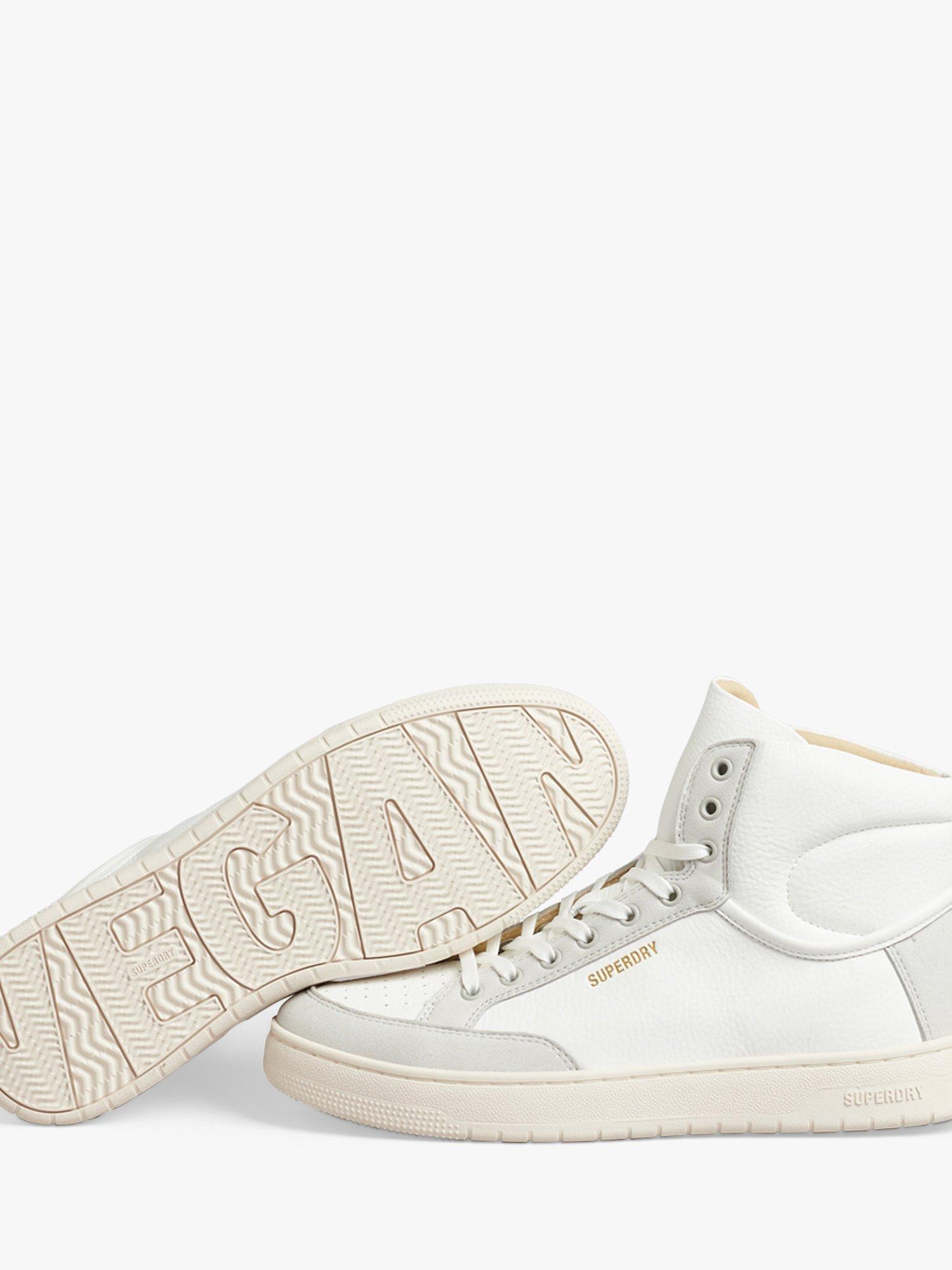 Superdry Vintage Premium Vegan Basketball High Top Trainers, White/Grey