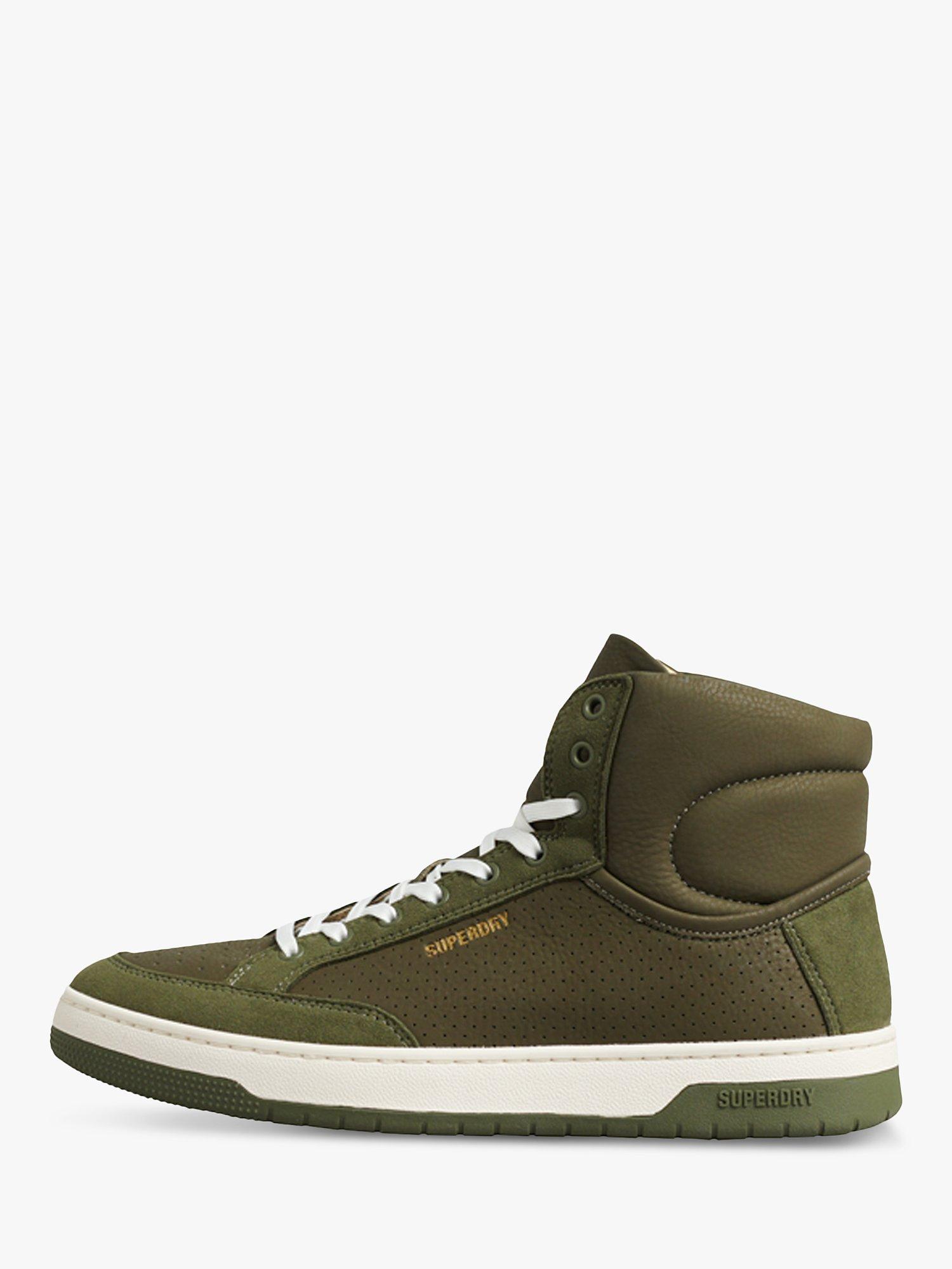Superdry Vintage Premium Vegan Basketball High Top Trainers, Khaki