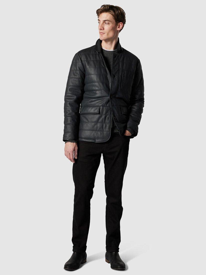 Product image 2 of 5, which shows Rodd & Gunn Ashwell Premium Insulated Padded Suede Leather Jacket, Onyx, XS