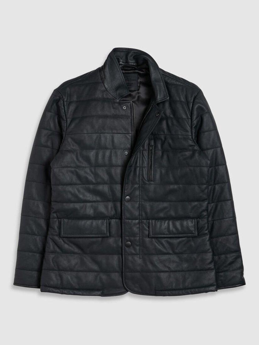 Product image 4 of 5, which shows Rodd & Gunn Ashwell Premium Insulated Padded Suede Leather Jacket, Onyx, XS