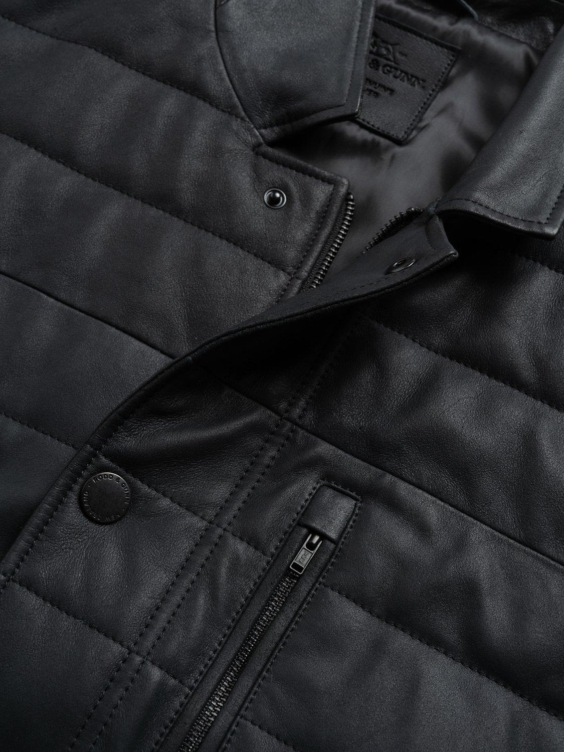 Product image 5 of 5, which shows Rodd & Gunn Ashwell Premium Insulated Padded Suede Leather Jacket, Onyx, XS