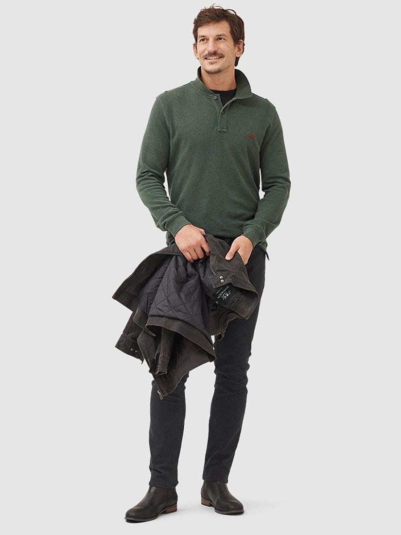 Product image 2 of 5, which shows Rodd & Gunn Gunn Cotton Slim Fit Long Sleeve Polo Shirt, Moss, XS