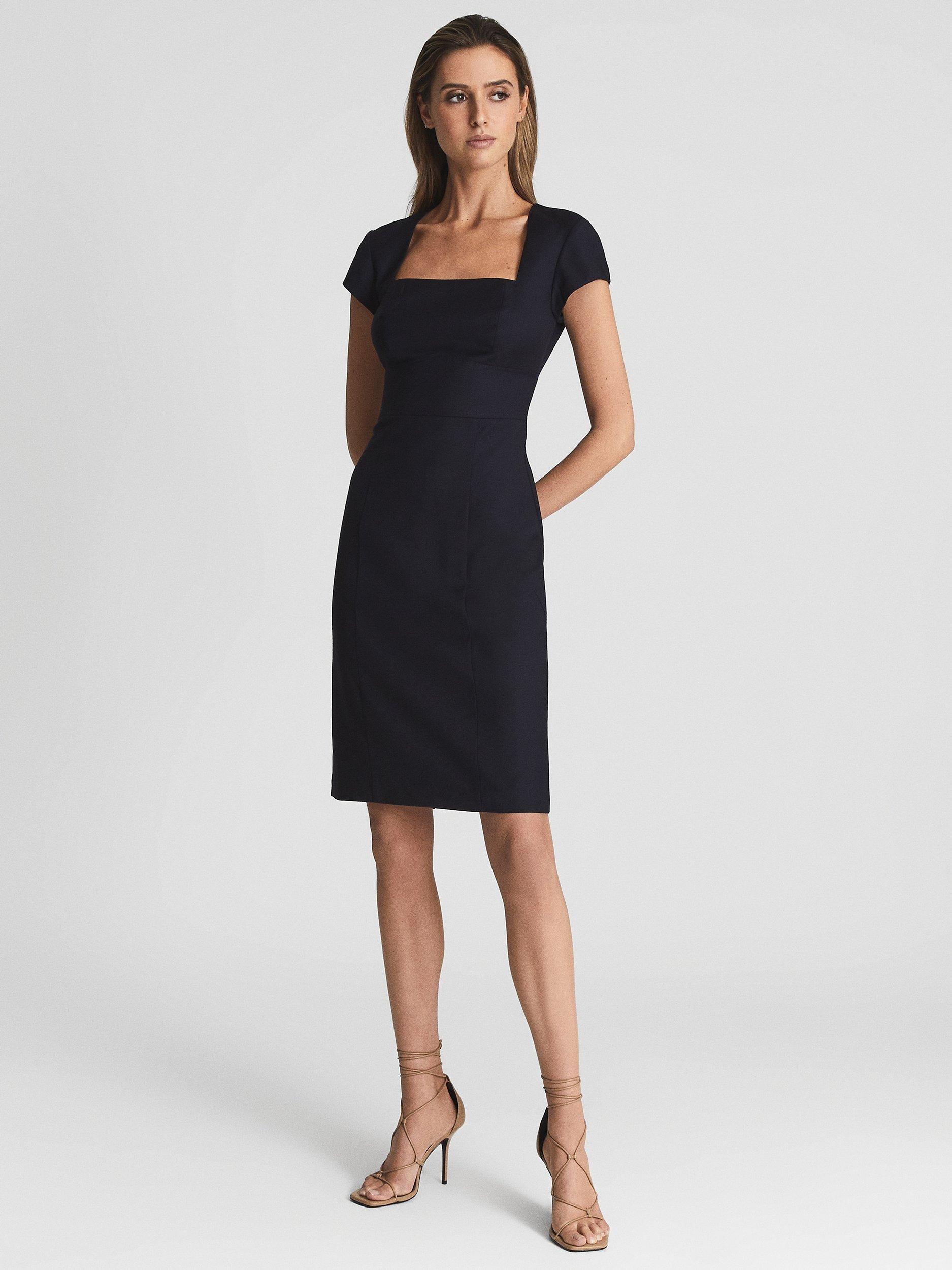 Reiss Haisley Square Neck Pencil Dress, Navy