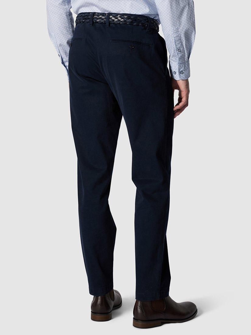 Product image 3 of 6, which shows Rodd & Gunn Edgars Road Straight Fit Stretch Cotton Chino Trousers, Midnight, 28S