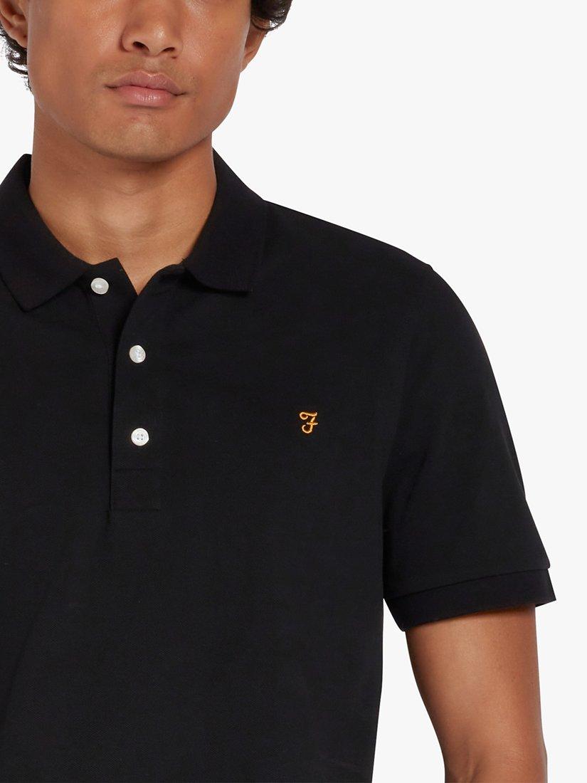 Farah Blanes Short Sleeve Polo Top, Black, S