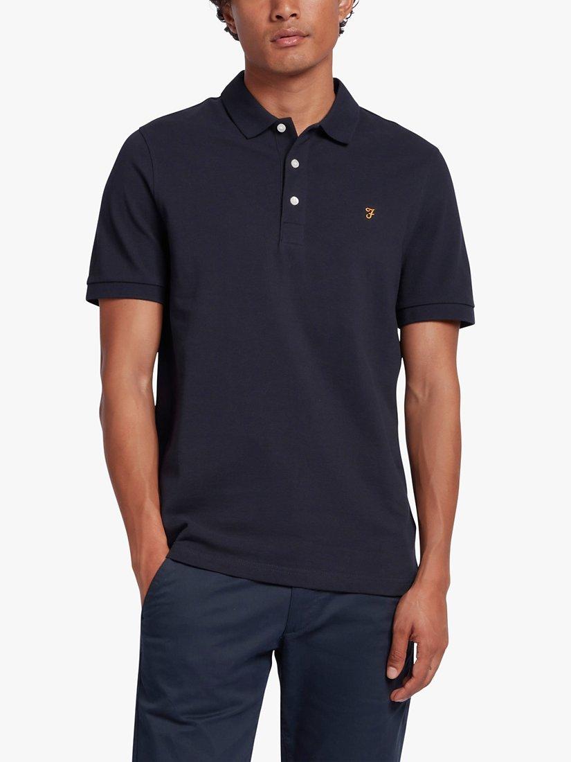Product image 1 of 5, which shows Farah Blanes Short Sleeve Polo Top, True Navy, S