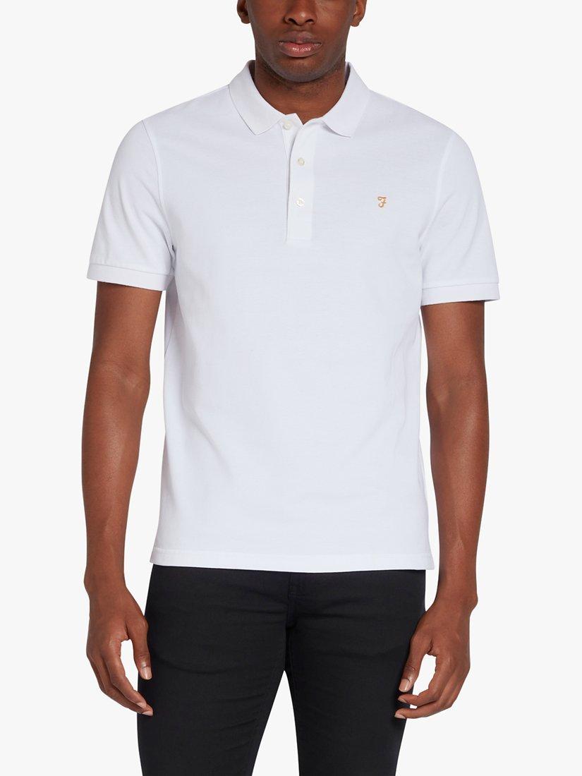Product image 1 of 5, which shows Farah Blanes Short Sleeve Polo Top, White, S