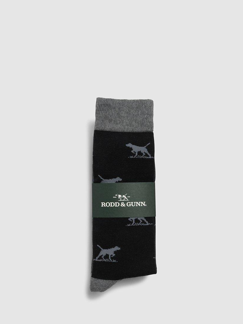 Product image 2 of 3, which shows Rodd & Gunn Dogs-A-Plenty Cotton Socks, Pack of 3, Earth Multi, L