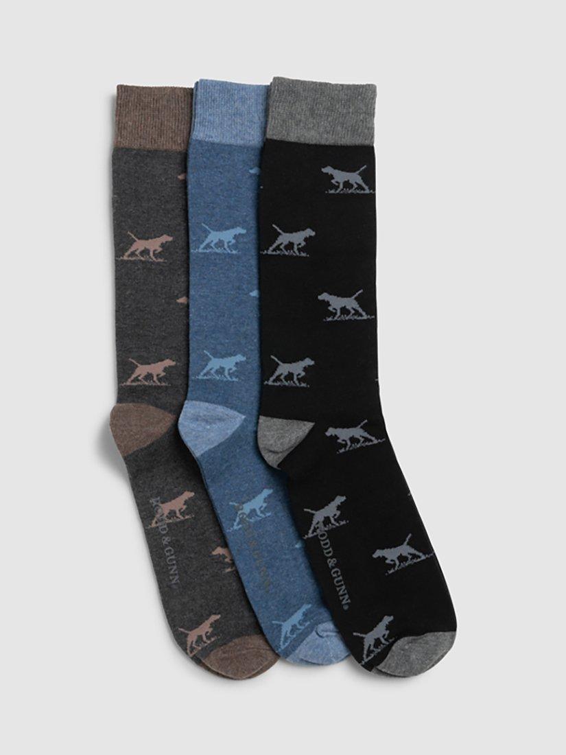 Product image 3 of 3, which shows Rodd & Gunn Dogs-A-Plenty Cotton Socks, Pack of 3, Earth Multi, L
