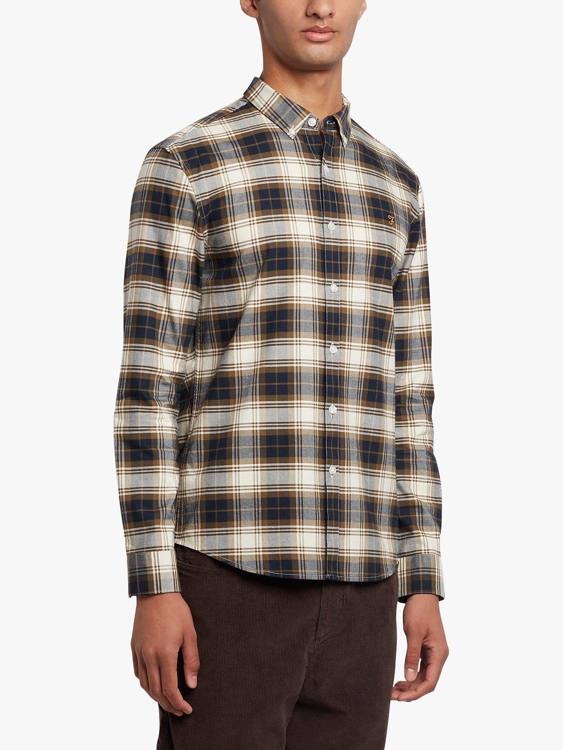 Farah Brewer Check Shirt, 317 Green Khaki