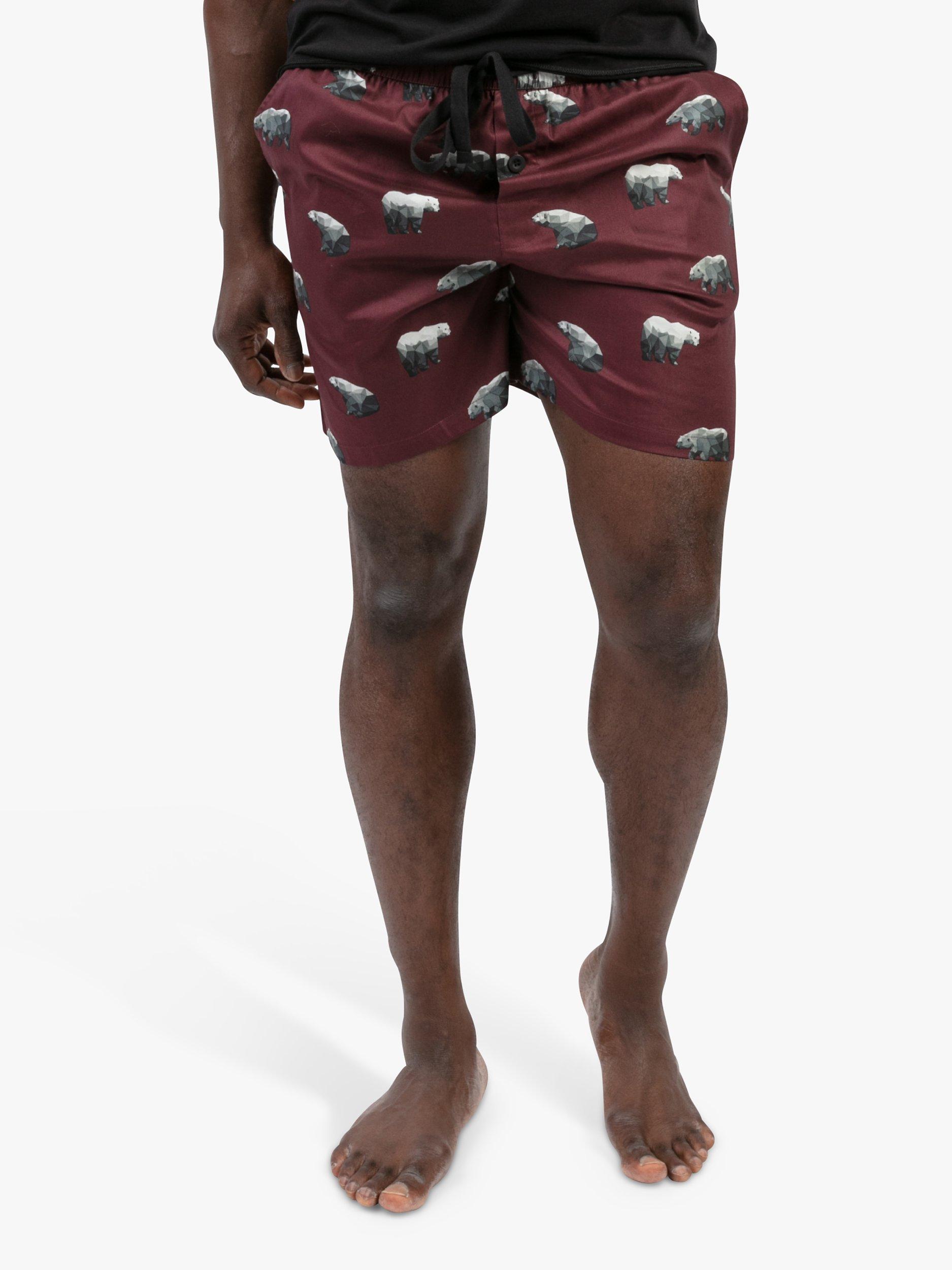 Cyberjammies Polar Bear Print Pyjama Shorts, Burgundy Mix
