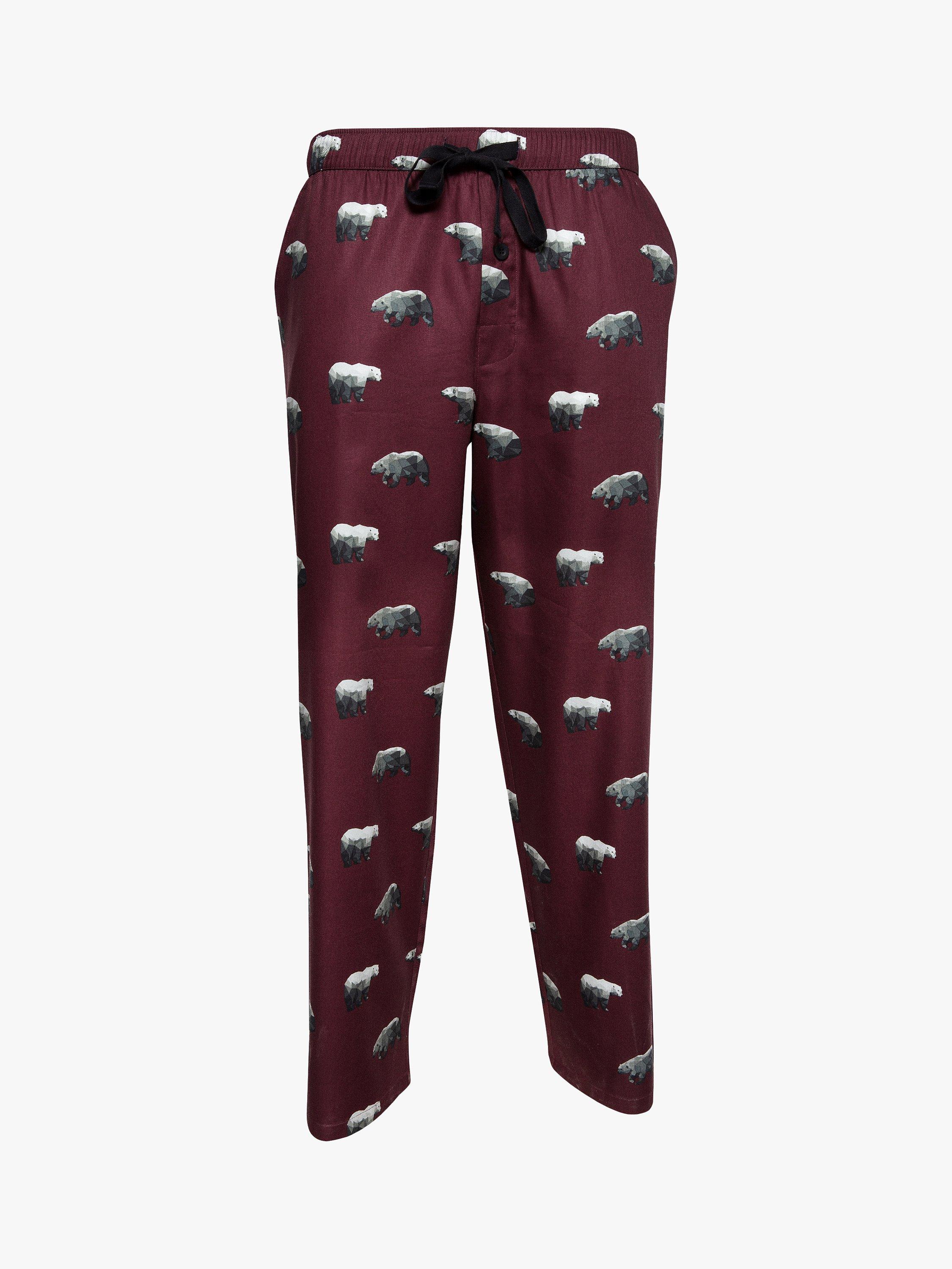 Product image 3 of 4, which shows Cyberjammies Cotton Blend Polar Bear Print Pyjama Bottoms, Burgundy Mix, S
