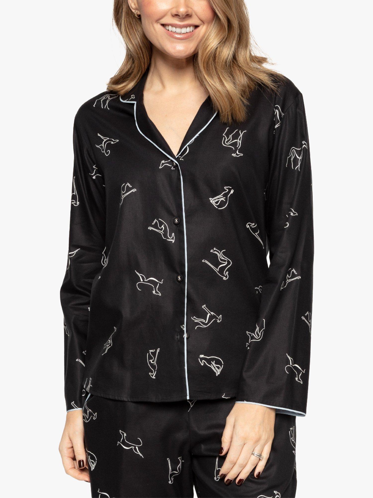 Product image 1 of 4, which shows Cyberjammies Dog Print Pyjama Top, Black  Mix, 8