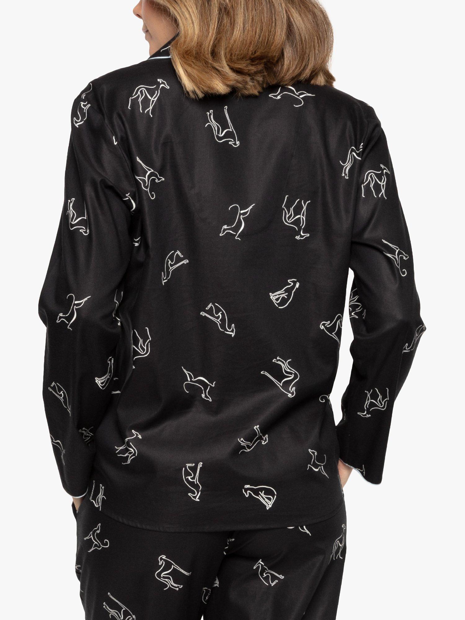 Product image 2 of 4, which shows Cyberjammies Dog Print Pyjama Top, Black  Mix, 8