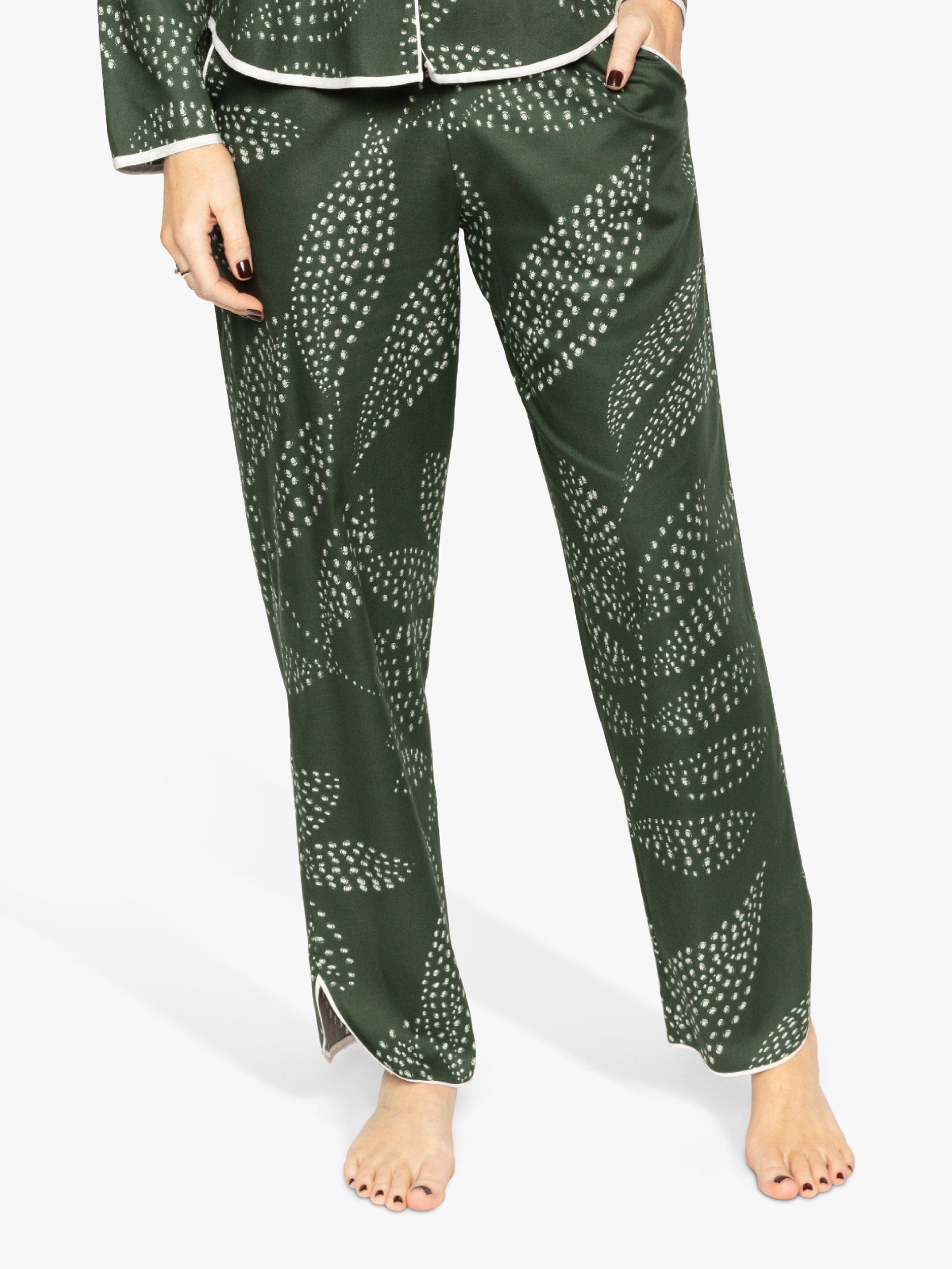 Product image 1 of 4, which shows Cyberjammies Imogen Leaf Print Pyjama Bottoms, Khaki, 8