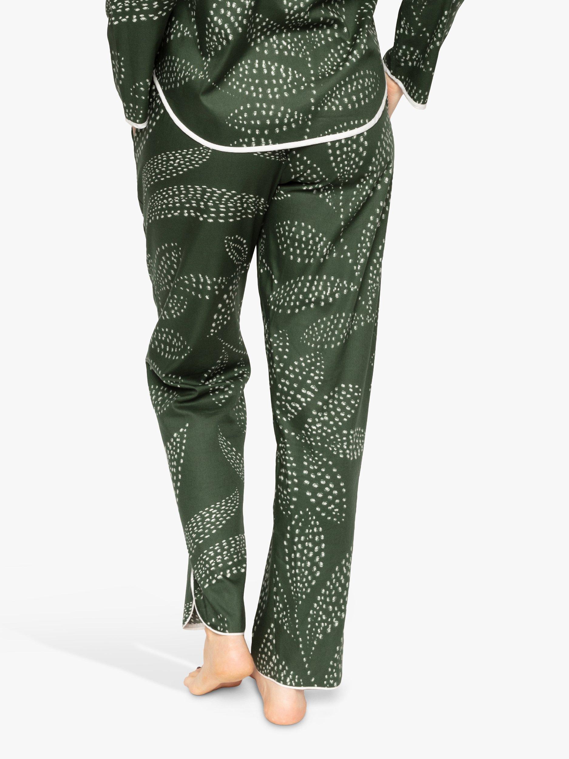 Product image 2 of 4, which shows Cyberjammies Imogen Leaf Print Pyjama Bottoms, Khaki, 8