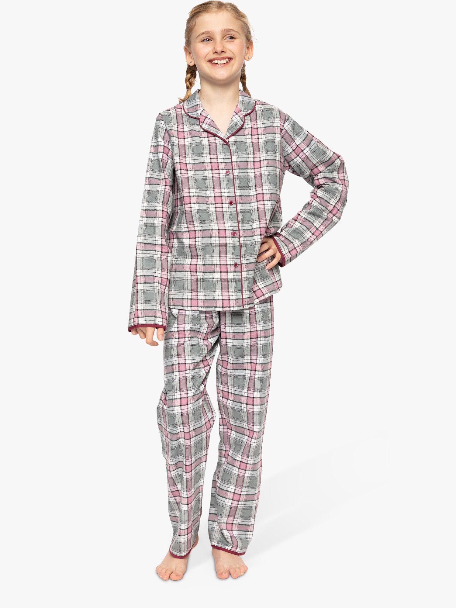 Cyberjammies Kids' Jessica Check Print Pyjama Set, Grey/Multi