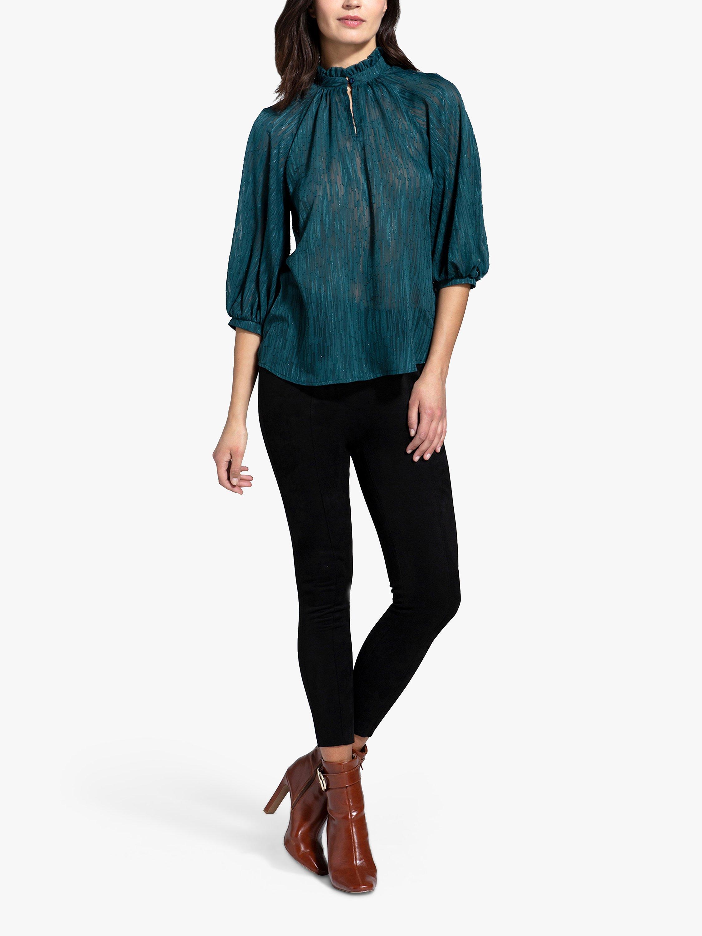 HotSquash Abstract Print Blouse, Woodland Teal