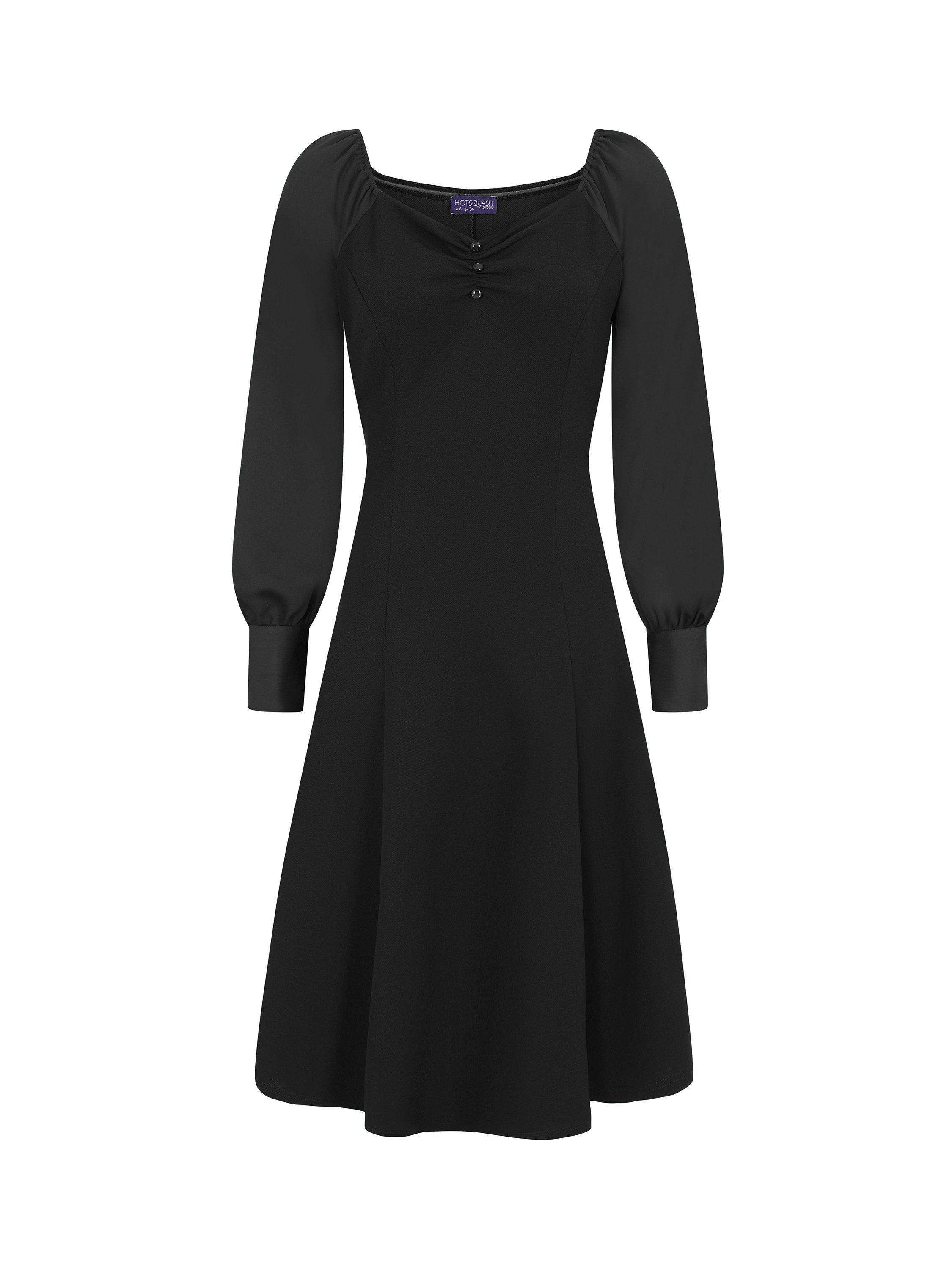 HotSquash Blouson Sleeve Flare Dress, Black, 8