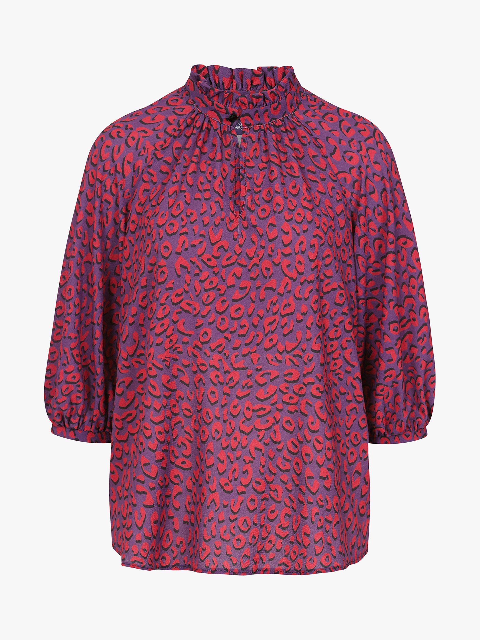 Product image 3 of 3, which shows HotSquash Leopard Print Blouse, Purple, L