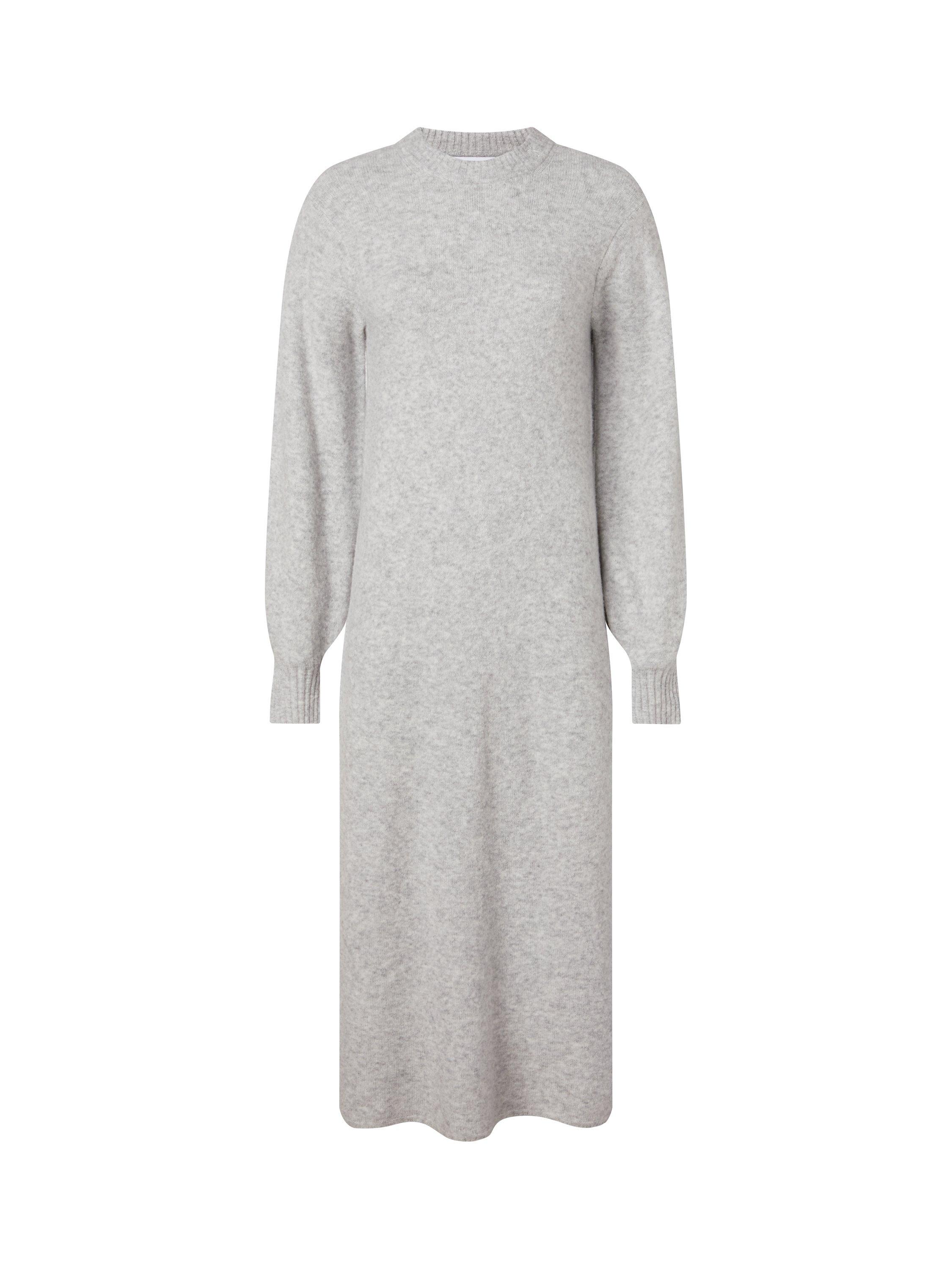 Product image 4 of 5, which shows Calvin Klein Fluffy Yarn Maxi Jumper Dress, Light Grey Heather, XS