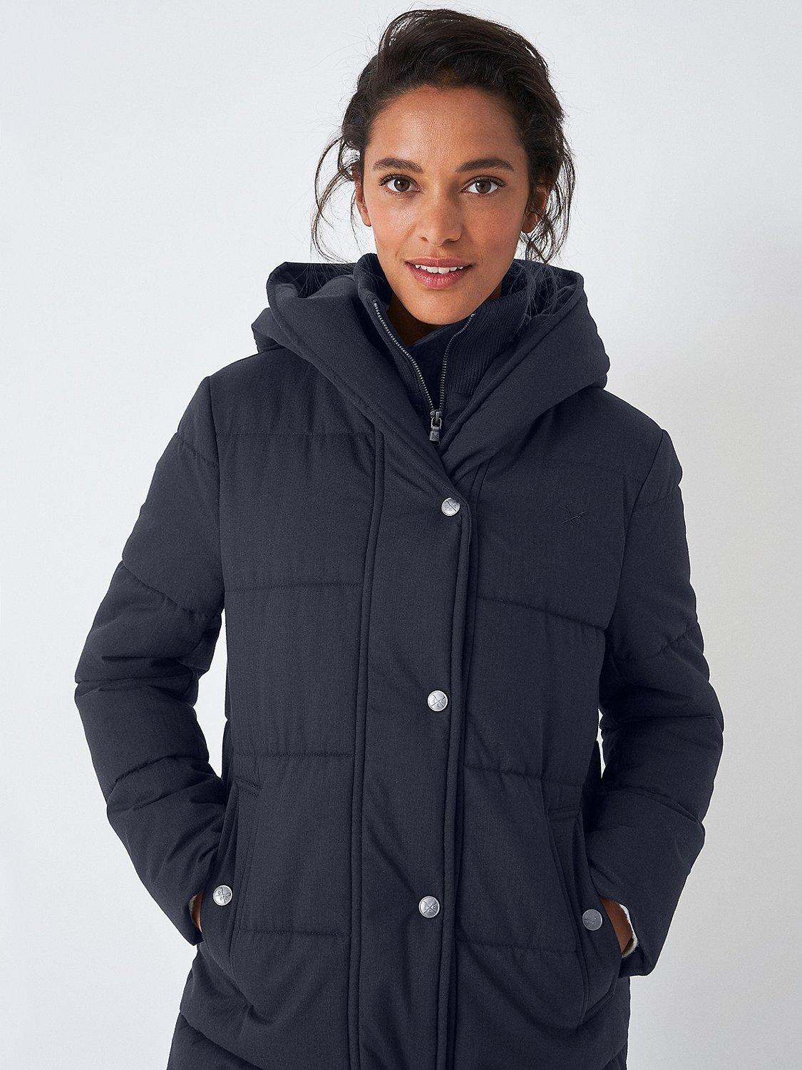 Crew Clothing Heavy Padded Longline Coat, Navy