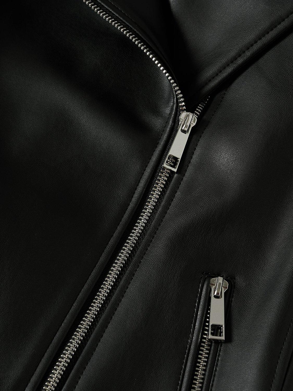 Product image 8 of 8, which shows Mango Liz Faux Leather Biker Jacket, Black, XS