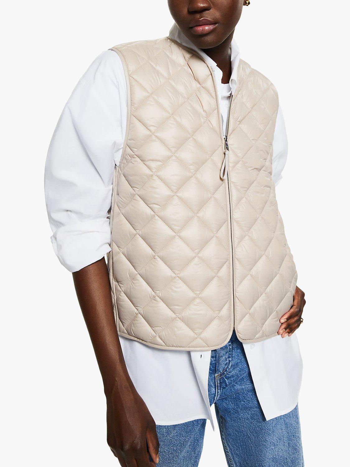 Mango Quilted Gilet, Brown, S