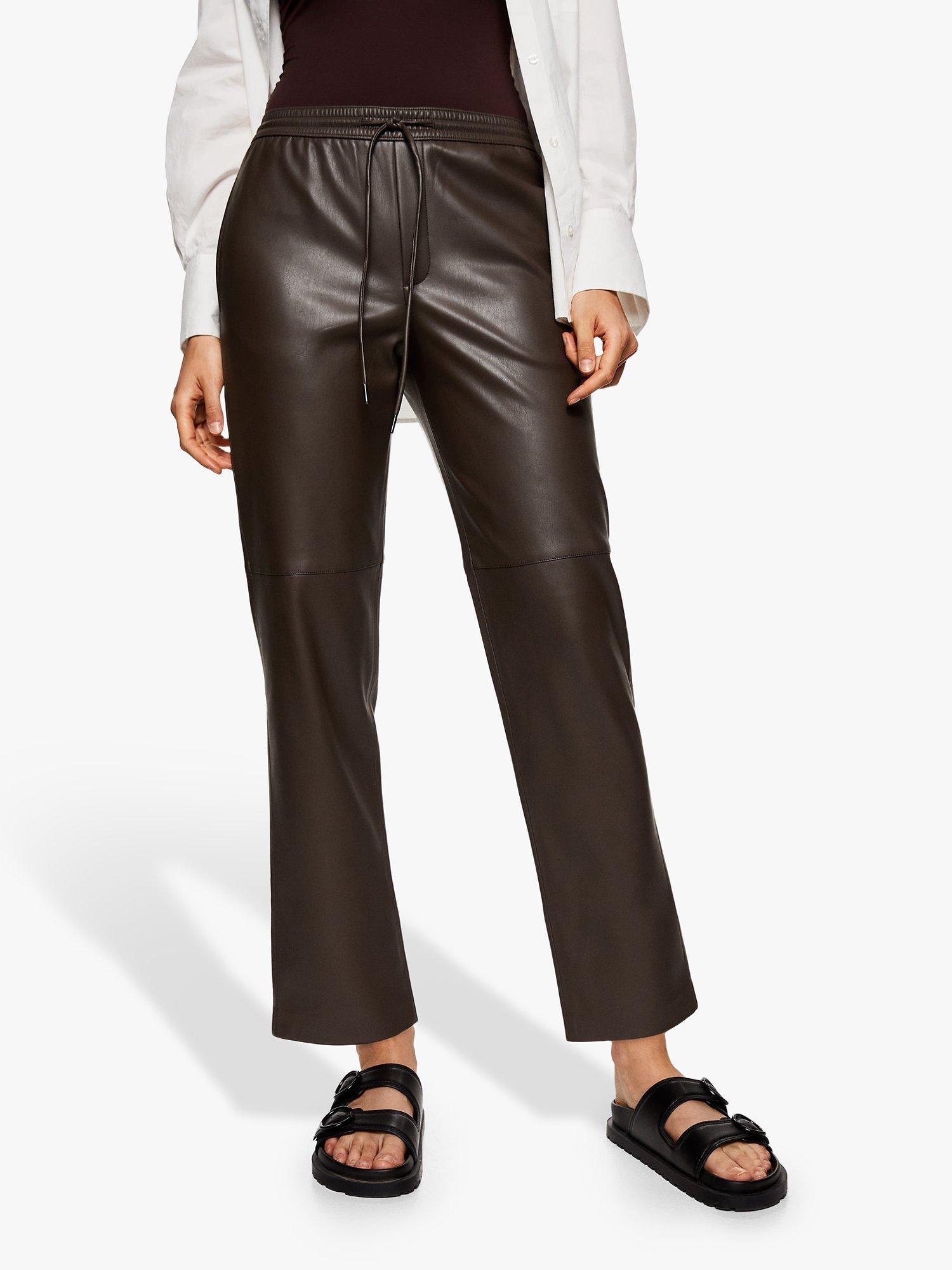 Mango Apple Faux Leather Trousers, Medium Brown, XXXL