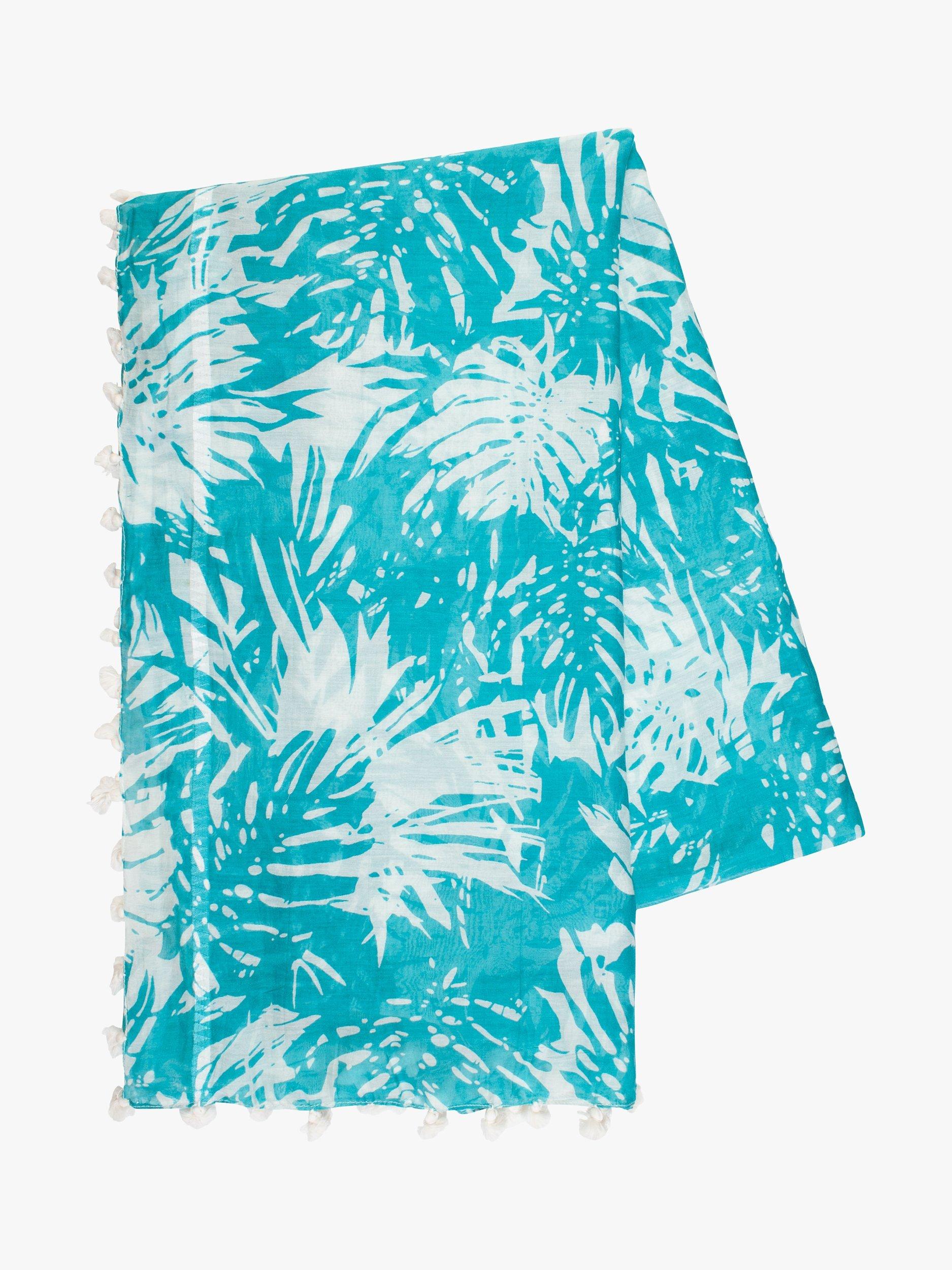 Product image 5 of 5, which shows chesca Bobble Trim Silk Blend Scarf, Jade/White, One Size