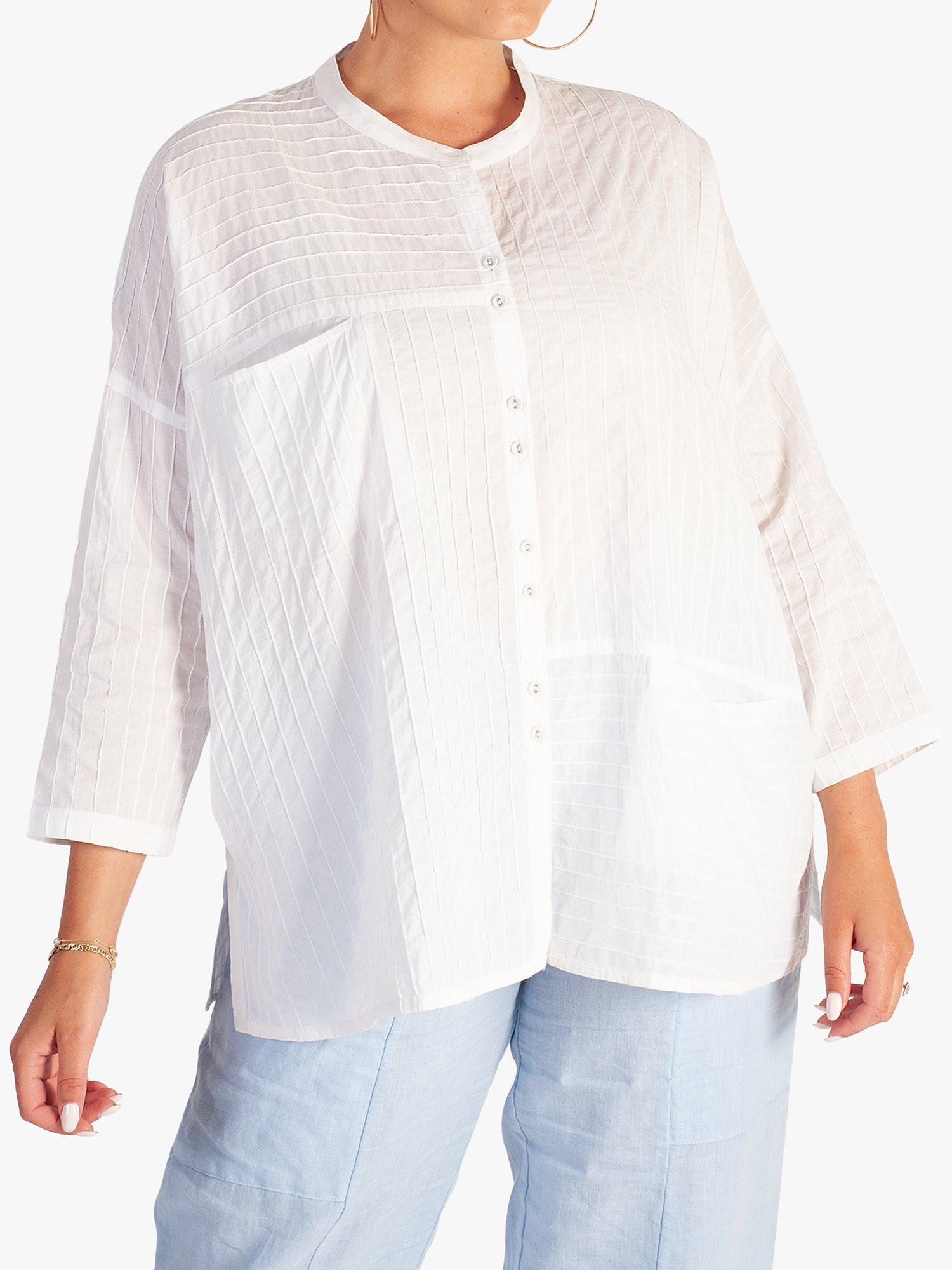 chesca Collarless Textured Shirt