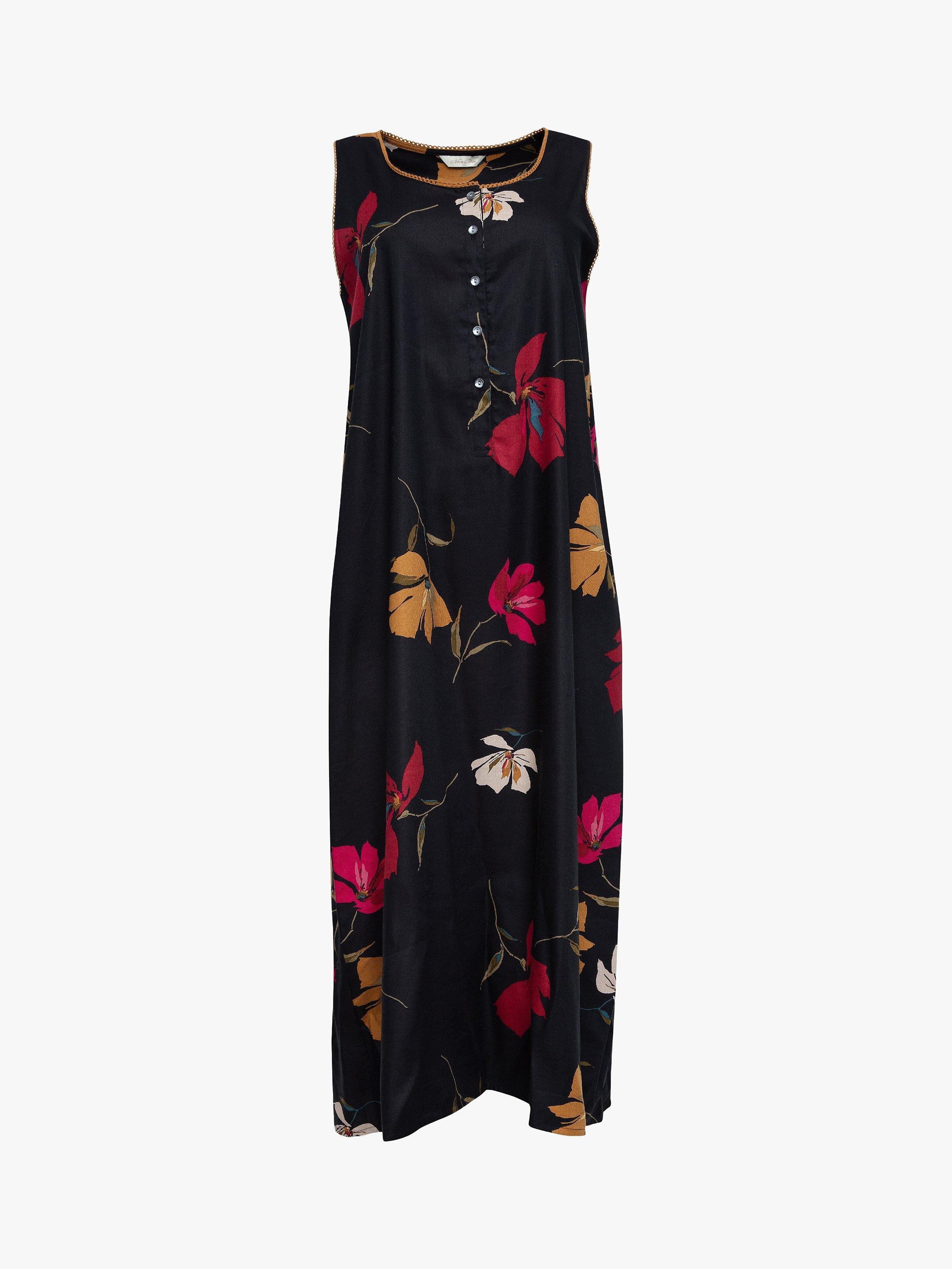 Nora Rose by Cyberjammies Floral Midi Nightdress, Black Mix, 8