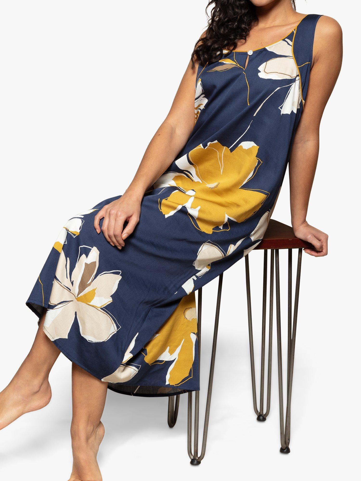 Product image 2 of 4, which shows Fable & Eve Notting Hill Floral Nightdress, Navy/Multi, 8