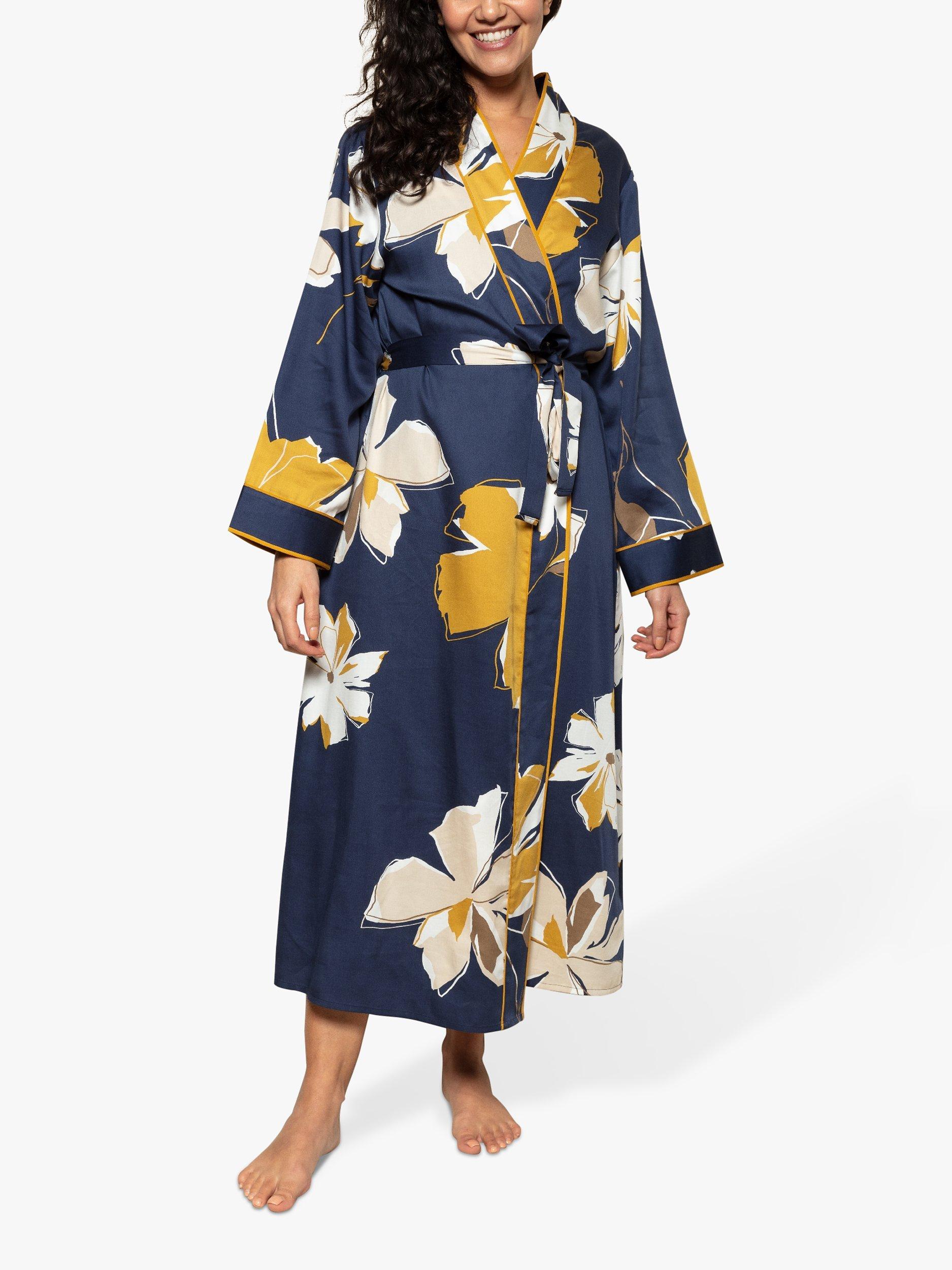 Product image 1 of 4, which shows Fable & Eve Notting Hill Floral Dressing Gown, Navy, 8