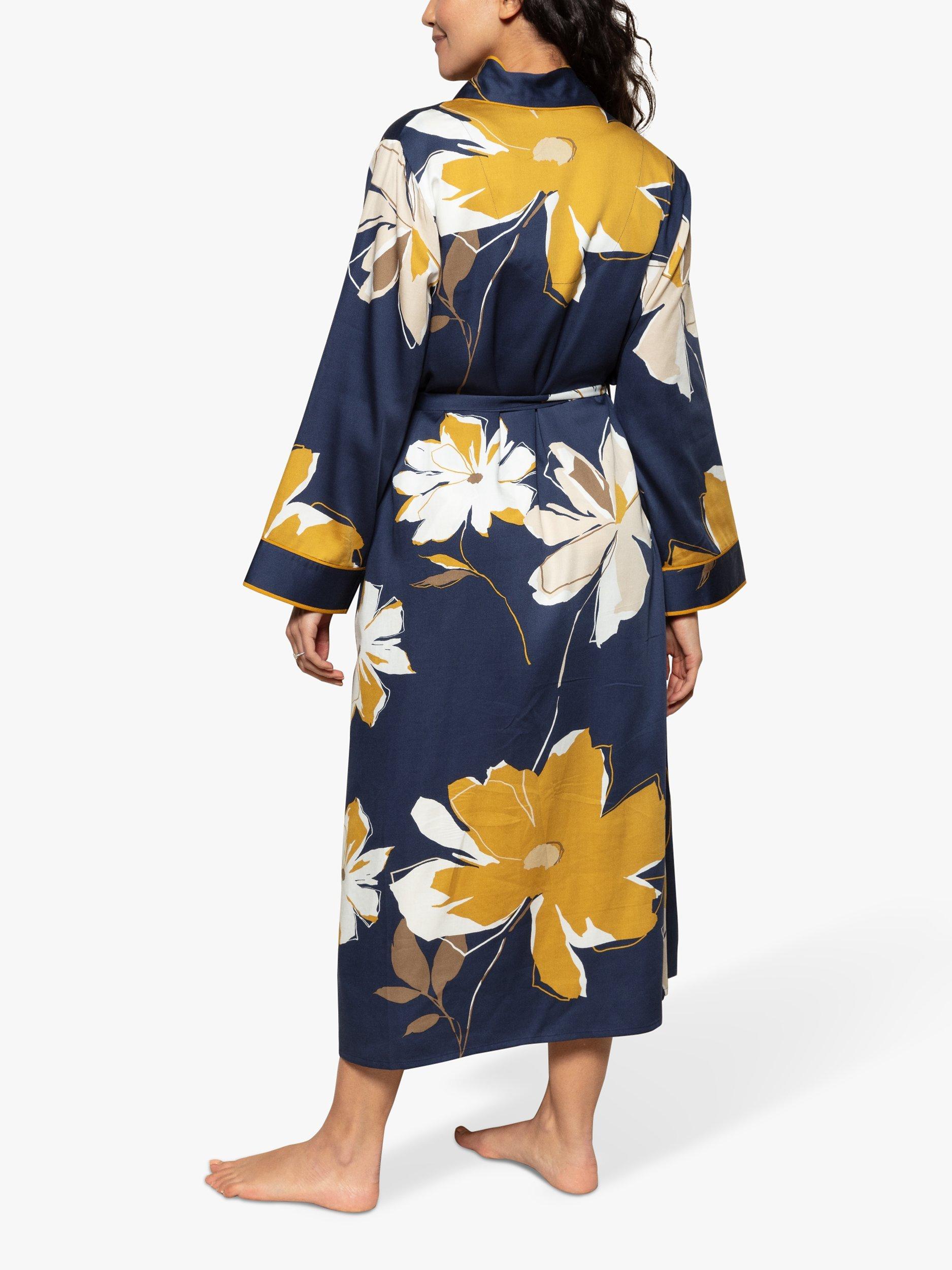 Product image 2 of 4, which shows Fable & Eve Notting Hill Floral Dressing Gown, Navy, 8