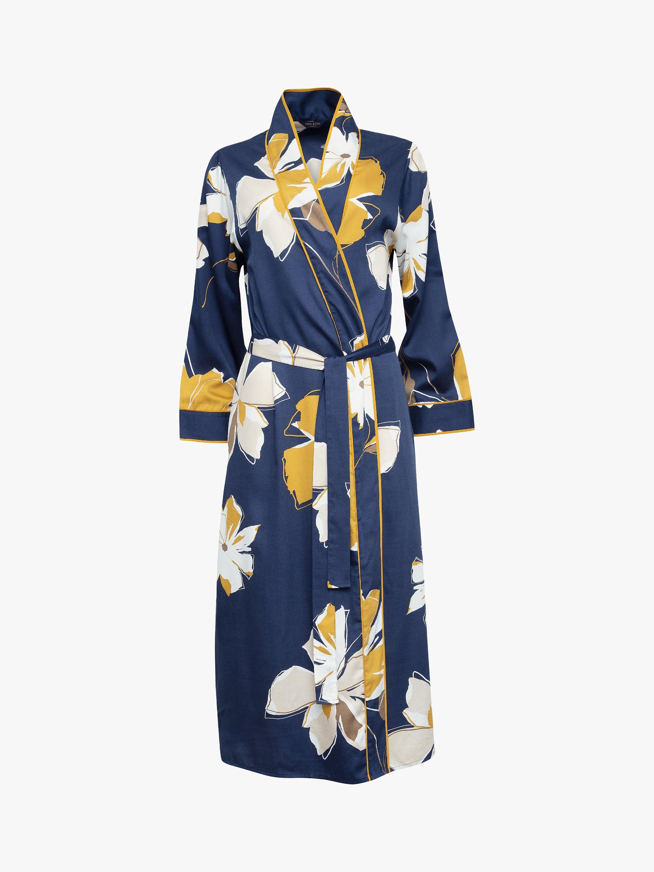 Product image 3 of 4, which shows Fable & Eve Notting Hill Floral Dressing Gown, Navy, 8