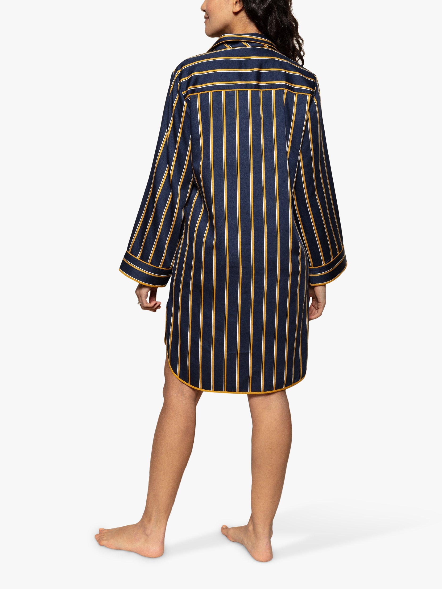 Fable & Eve Notting Hill Stripe Nightshirt, Navy, 8