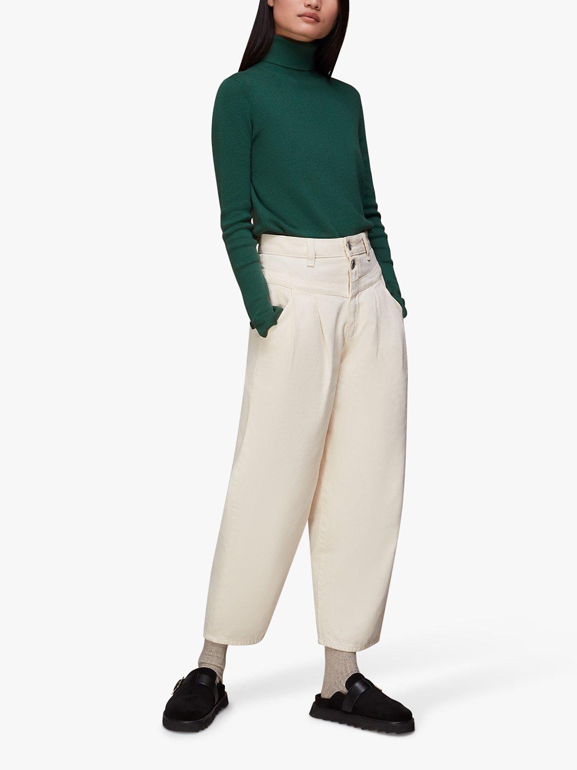 Whistles Maya Polo Neck Jumper, Green