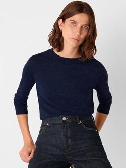 Whistles Annie Sparkle Crew Neck Jumper, Navy, Navy