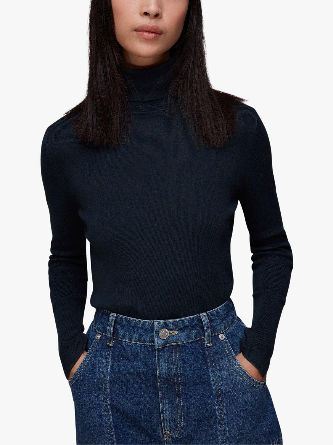 Whistles Maya Polo Neck Jumper, Navy