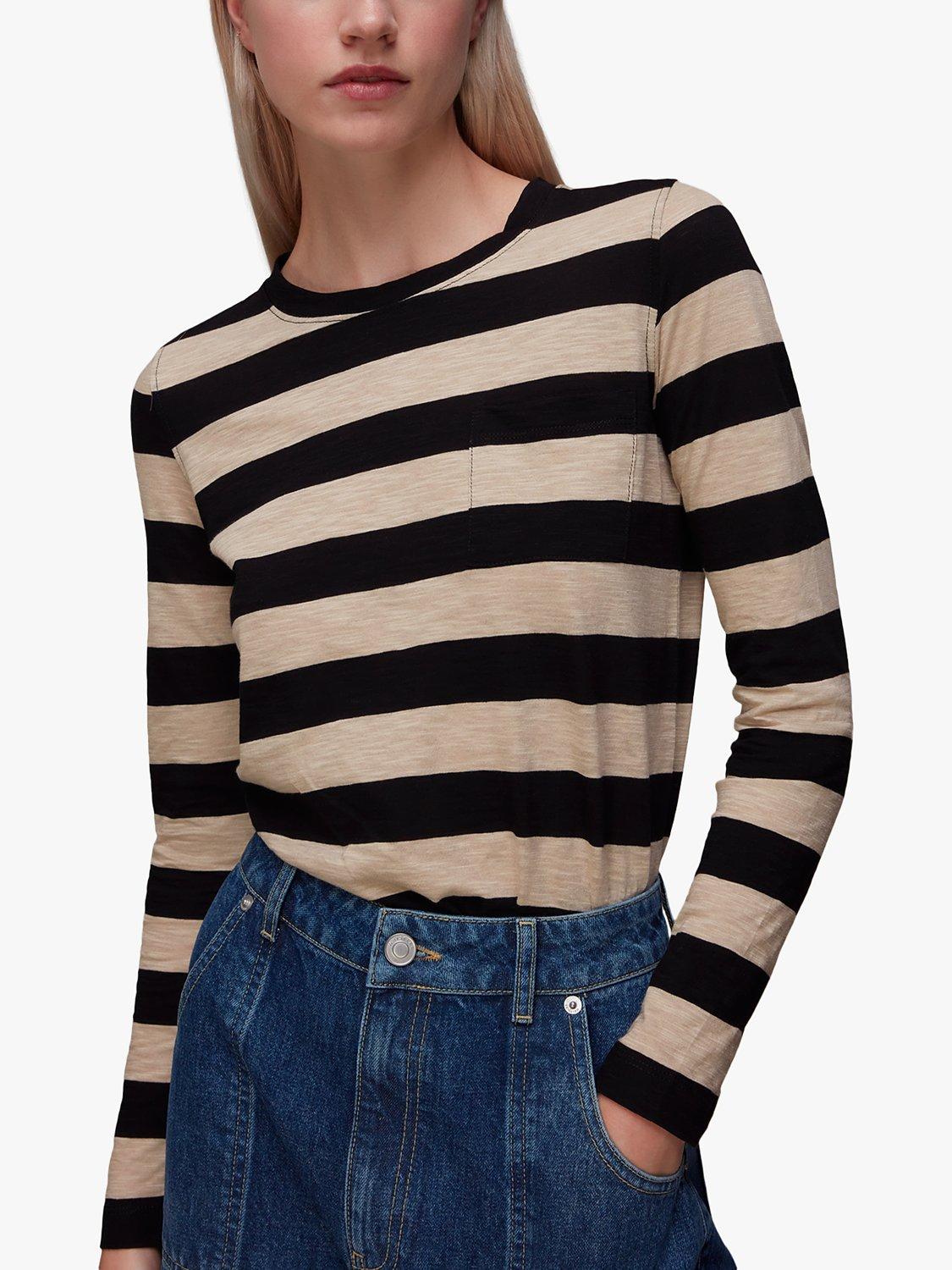 Whistles Stripe Chest Pocket Long Sleeve T-Shirt