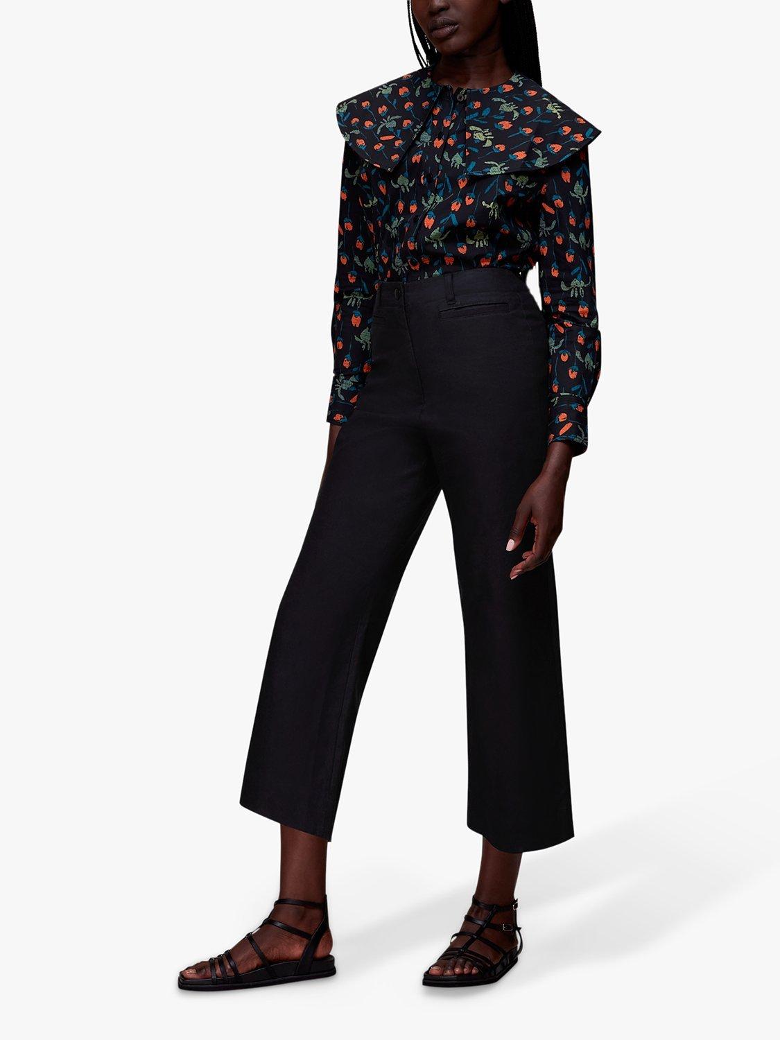 Whistles Amber Cropped Chinos, Black