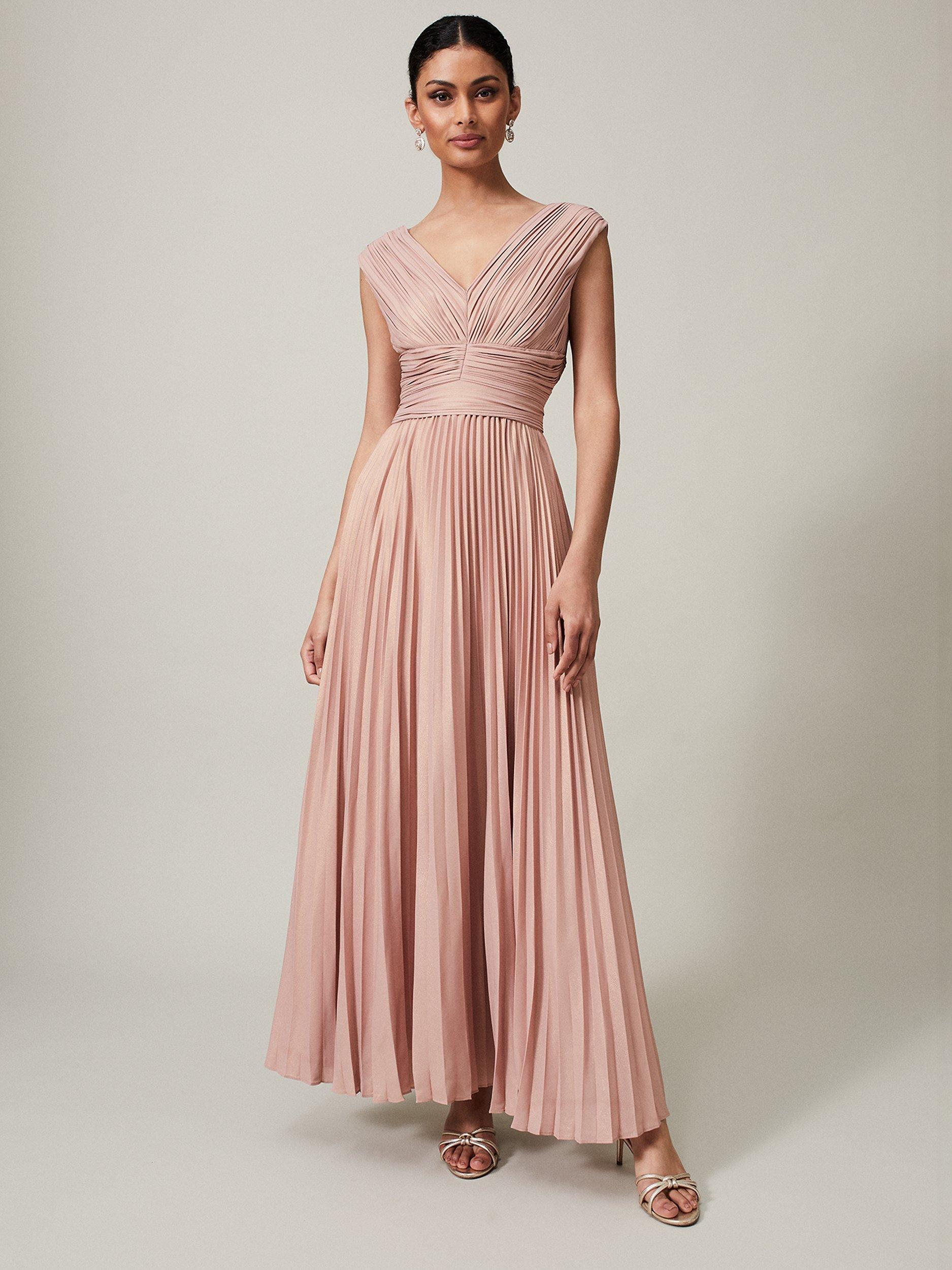 Phase Eight Collection 8 Nelly Pleated Maxi Dress Pink Champagne