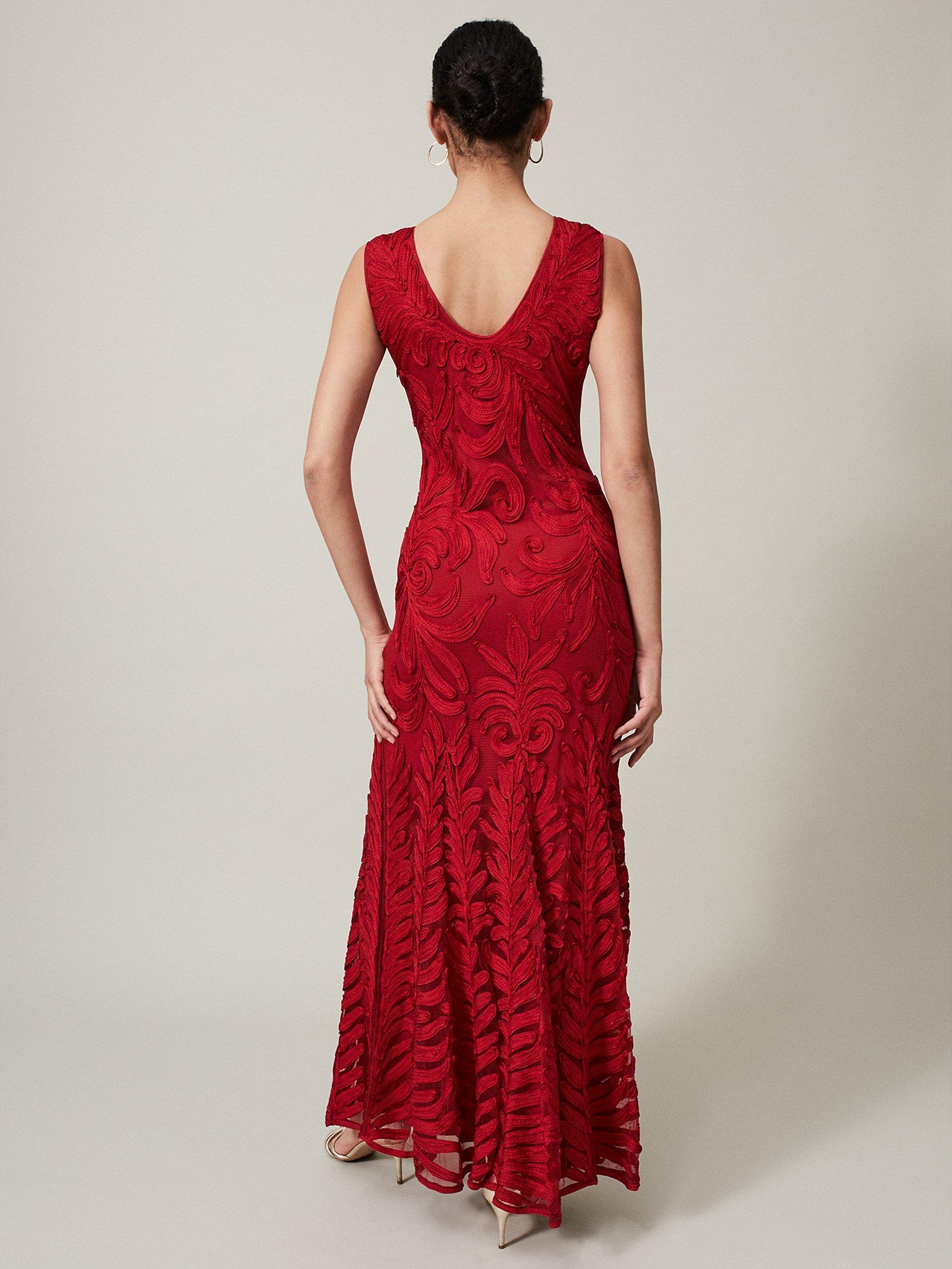 Phase Eight Collection 8 Marigold Tapework Lace Maxi Dress, Scarlet, 14