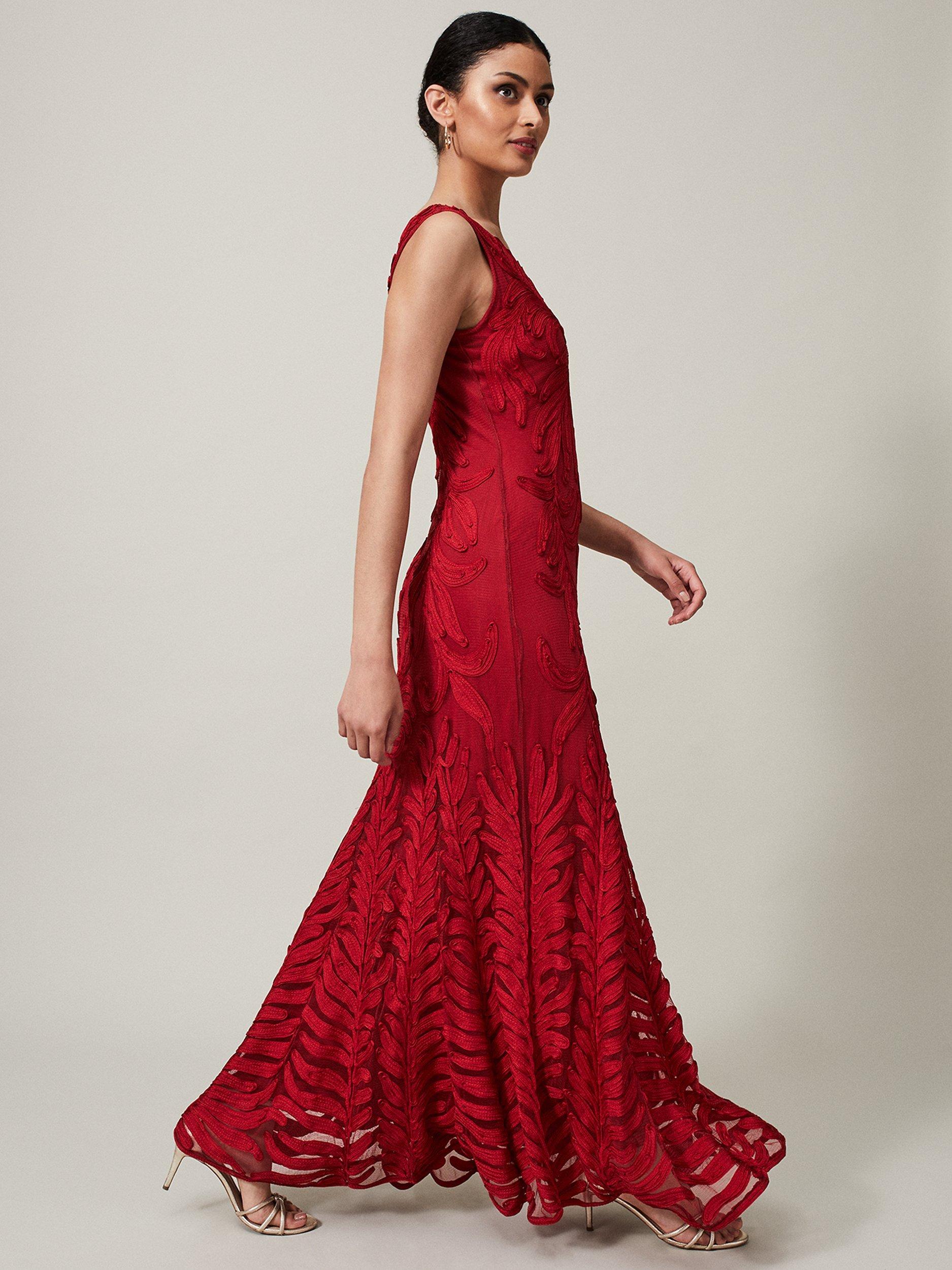 Phase Eight Collection 8 Marigold Tapework Lace Maxi Dress, Scarlet, 14
