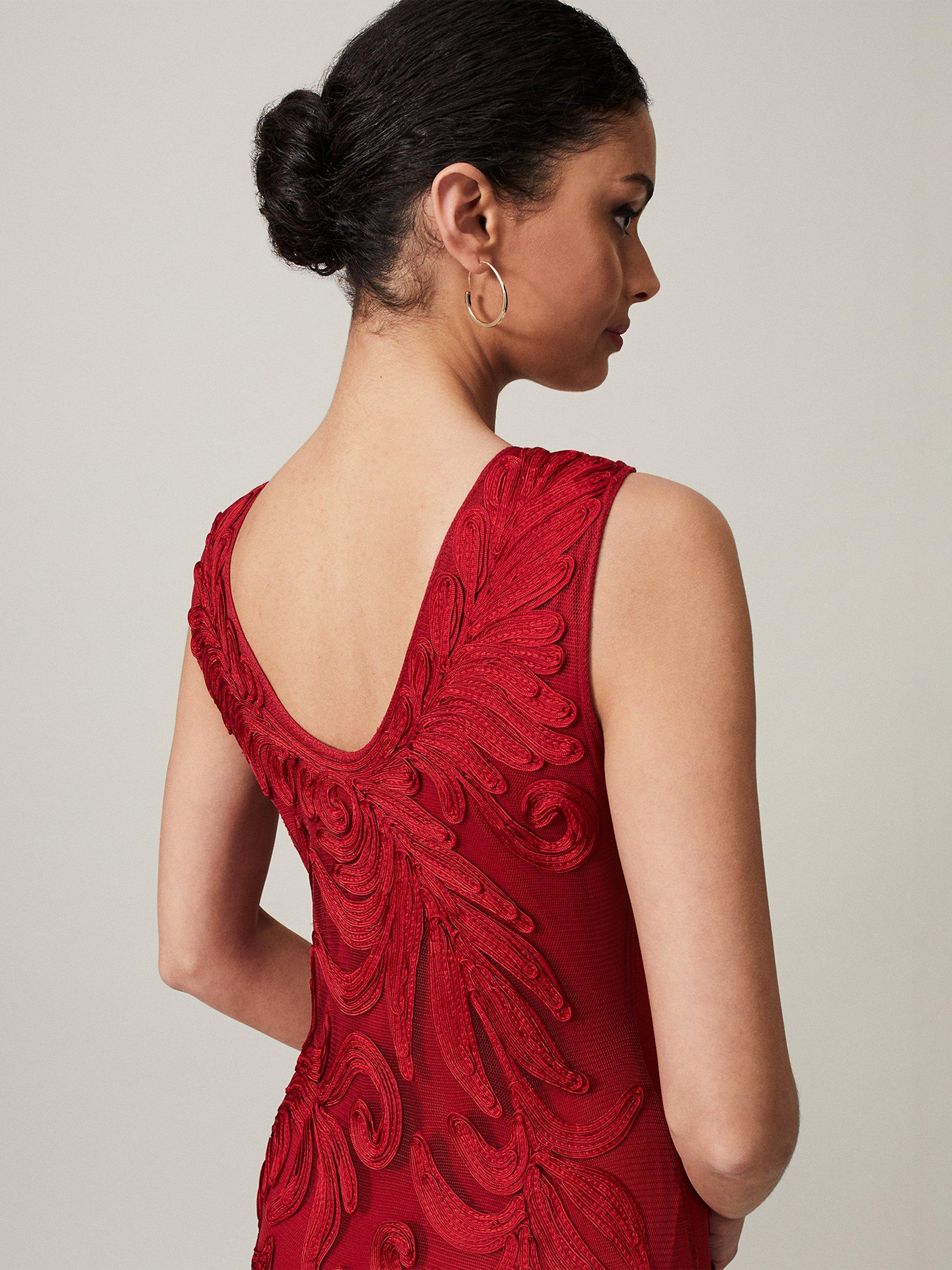 Phase Eight Collection 8 Marigold Tapework Lace Maxi Dress, Scarlet, 14